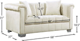 Kayla Velvet / Engineered Wood / Metal / Foam Contemporary Cream Velvet Loveseat - 68" W x 37" D x 31" H