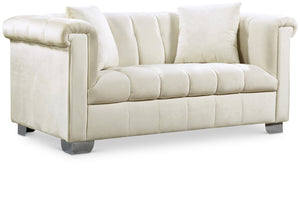 Kayla Velvet / Engineered Wood / Metal / Foam Contemporary Cream Velvet Loveseat - 68" W x 37" D x 31" H