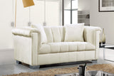 Kayla Velvet / Engineered Wood / Metal / Foam Contemporary Cream Velvet Loveseat - 68" W x 37" D x 31" H