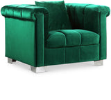 Kayla Velvet / Engineered Wood / Metal / Foam Contemporary Green Velvet Chair - 45.5" W x 37" D x 31" H