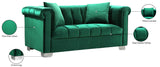 Kayla Velvet / Engineered Wood / Metal / Foam Contemporary Green Velvet Loveseat - 68" W x 37" D x 31" H