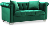 Kayla Velvet / Engineered Wood / Metal / Foam Contemporary Green Velvet Loveseat - 68" W x 37" D x 31" H