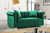 Kayla Velvet / Engineered Wood / Metal / Foam Contemporary Green Velvet Loveseat - 68" W x 37" D x 31" H