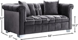 Kayla Velvet / Engineered Wood / Metal / Foam Contemporary Grey Velvet Loveseat - 68" W x 37" D x 31" H