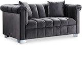 Kayla Velvet / Engineered Wood / Metal / Foam Contemporary Grey Velvet Loveseat - 68" W x 37" D x 31" H