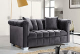 Kayla Velvet / Engineered Wood / Metal / Foam Contemporary Grey Velvet Loveseat - 68" W x 37" D x 31" H