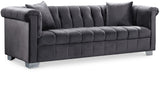 Kayla Velvet / Engineered Wood / Metal / Foam Contemporary Grey Velvet Sofa - 90" W x 37" D x 31" H