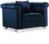 Kayla Velvet / Engineered Wood / Metal / Foam Contemporary Navy Velvet Chair - 45.5" W x 37" D x 31" H