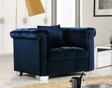 Kayla Velvet / Engineered Wood / Metal / Foam Contemporary Navy Velvet Chair - 45.5" W x 37" D x 31" H