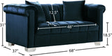 Kayla Velvet / Engineered Wood / Metal / Foam Contemporary Navy Velvet Loveseat - 68" W x 37" D x 31" H