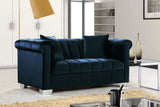 Kayla Velvet / Engineered Wood / Metal / Foam Contemporary Navy Velvet Loveseat - 68" W x 37" D x 31" H