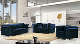 Kayla Velvet / Engineered Wood / Metal / Foam Contemporary Navy Velvet Loveseat - 68" W x 37" D x 31" H