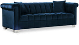 Kayla Velvet / Engineered Wood / Metal / Foam Contemporary Navy Velvet Sofa - 90" W x 37" D x 31" H