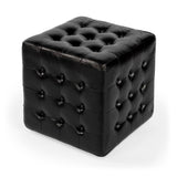 Leon Black Leather Ottoman