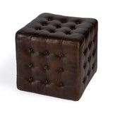 Butler Specialty Leon Button Tufted Leather Ottoman 6165117