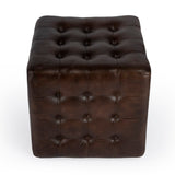 Butler Specialty Leon Button Tufted Leather Ottoman 6165117