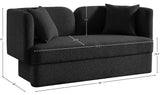 Marcel Boucle Fabric / MDF / Foam Contemporary Black Boucle Fabric Loveseat - 68" W x 28" D x 32" H