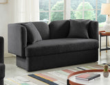 Marcel Boucle Fabric / MDF / Foam Contemporary Black Boucle Fabric Loveseat - 68" W x 28" D x 32" H