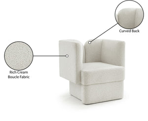 Marcel Boucle Fabric / MDF / Foam Contemporary Cream Boucle Fabric Chair - 32" W x 28" D x 31.5" H