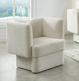 Marcel Boucle Fabric / MDF / Foam Contemporary Cream Boucle Fabric Chair - 32" W x 28" D x 31.5" H