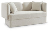 Marcel Boucle Fabric / MDF / Foam Contemporary Cream Boucle Fabric Loveseat - 68" W x 28" D x 32" H