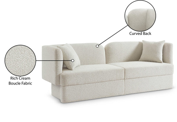 Marcel Boucle Fabric / MDF / Foam Contemporary Cream Boucle Fabric Sofa - 91" W x 28" D x 32.5" H