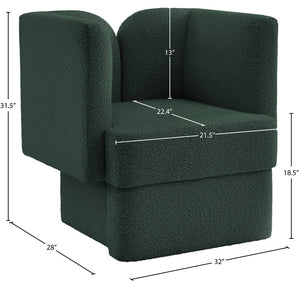 Marcel Boucle Fabric / MDF / Foam Contemporary Green Boucle Fabric Chair - 32" W x 28" D x 31.5" H