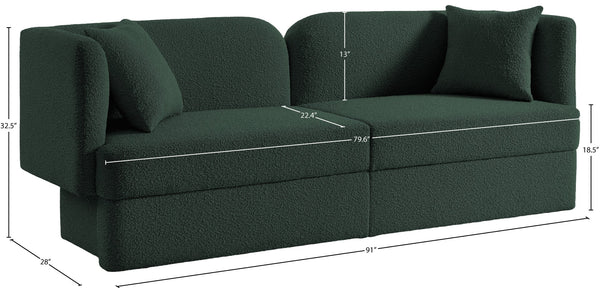 Marcel Boucle Fabric / MDF / Foam Contemporary Green Boucle Fabric Sofa - 91" W x 28" D x 32.5" H