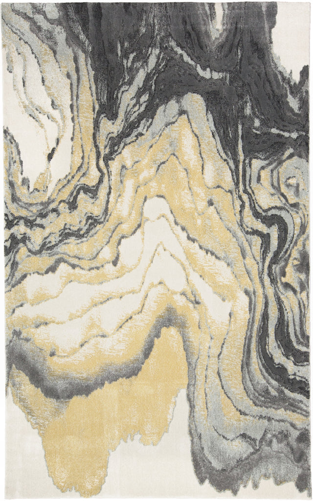 Bleecker Watercolor Effect Rug, Gragoyle Gray/PaleYellow, 8ft x 11ft Area Rug