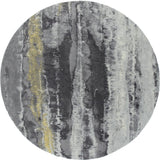 Bleecker Watercolor Effect Rug, Cool Gray/Yellow, 8ft x 8ft Round