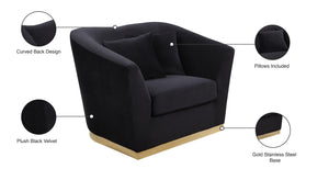 Arabella Velvet / Engineered Wood / Stainless Steel / Foam Contemporary Black Velvet Chair - 43.5" W x 35" D x 32.5" H