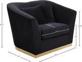 Arabella Velvet / Engineered Wood / Stainless Steel / Foam Contemporary Black Velvet Chair - 43.5" W x 35" D x 32.5" H
