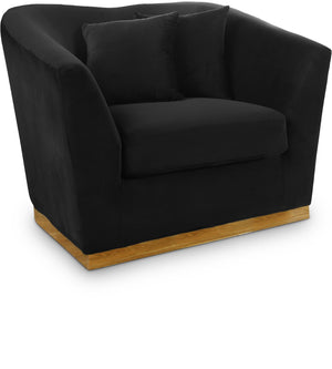 Arabella Velvet / Engineered Wood / Stainless Steel / Foam Contemporary Black Velvet Chair - 43.5" W x 35" D x 32.5" H