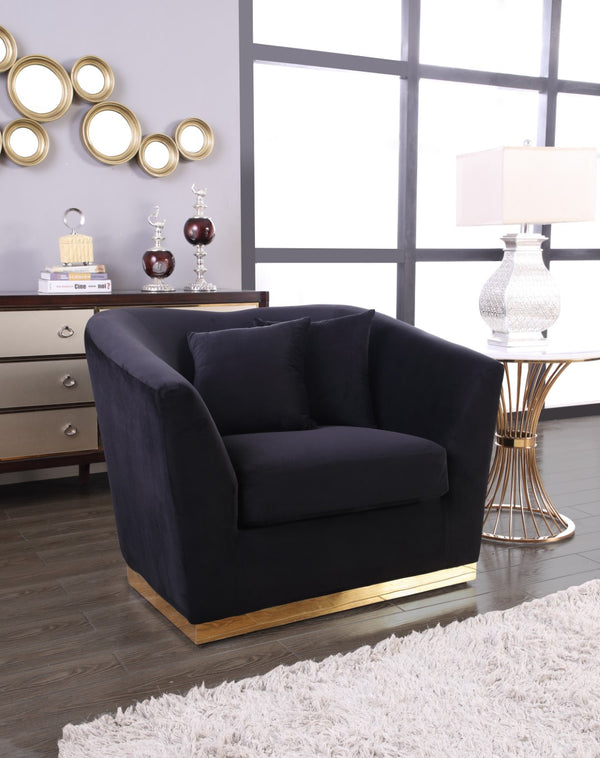 Arabella Velvet / Engineered Wood / Stainless Steel / Foam Contemporary Black Velvet Chair - 43.5" W x 35" D x 32.5" H