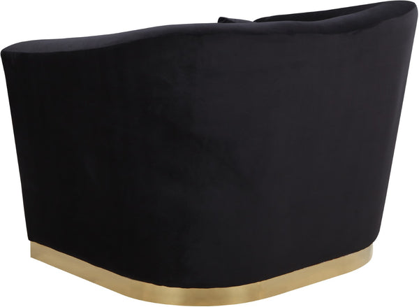 Arabella Velvet / Engineered Wood / Stainless Steel / Foam Contemporary Black Velvet Chair - 43.5" W x 35" D x 32.5" H