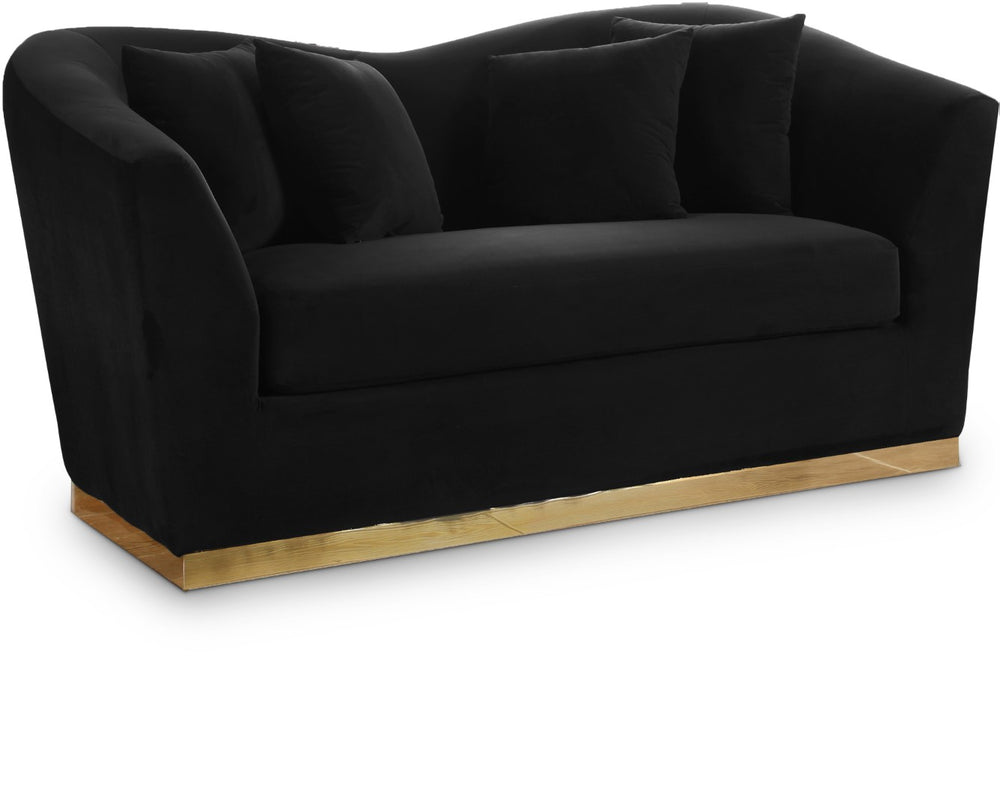 Arabella Velvet / Engineered Wood / Stainless Steel / Foam Contemporary Black Velvet Loveseat - 67" W x 35" D x 32.5" H