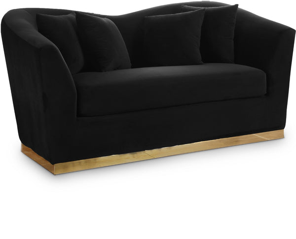 Arabella Velvet / Engineered Wood / Stainless Steel / Foam Contemporary Black Velvet Loveseat - 67" W x 35" D x 32.5" H