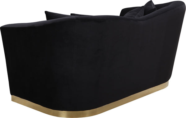 Arabella Velvet / Engineered Wood / Stainless Steel / Foam Contemporary Black Velvet Loveseat - 67" W x 35" D x 32.5" H