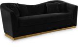 Arabella Velvet / Engineered Wood / Stainless Steel / Foam Contemporary Black Velvet Sofa - 90" W x 35" D x 32.5" H