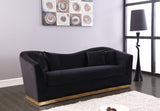 Arabella Velvet / Engineered Wood / Stainless Steel / Foam Contemporary Black Velvet Sofa - 90" W x 35" D x 32.5" H
