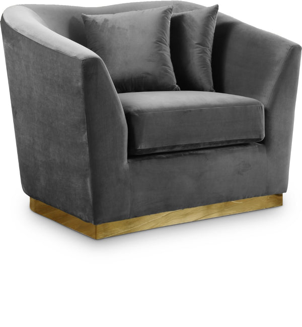 Arabella Velvet / Engineered Wood / Stainless Steel / Foam Contemporary Grey Velvet Chair - 43.5" W x 35" D x 32.5" H