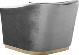 Arabella Velvet / Engineered Wood / Stainless Steel / Foam Contemporary Grey Velvet Chair - 43.5" W x 35" D x 32.5" H