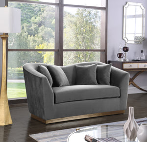 Arabella Velvet / Engineered Wood / Stainless Steel / Foam Contemporary Grey Velvet Loveseat - 67" W x 35" D x 32.5" H