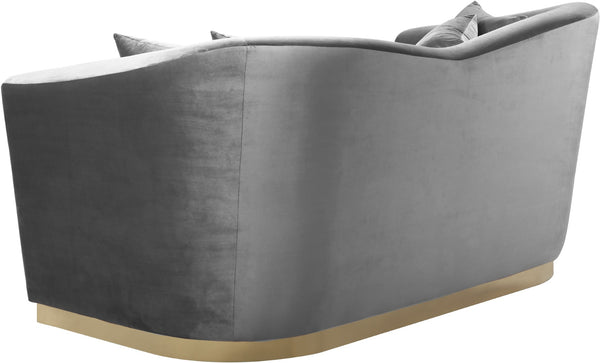 Arabella Velvet / Engineered Wood / Stainless Steel / Foam Contemporary Grey Velvet Loveseat - 67" W x 35" D x 32.5" H