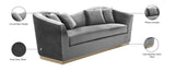 Arabella Velvet / Engineered Wood / Stainless Steel / Foam Contemporary Grey Velvet Sofa - 90" W x 35" D x 32.5" H