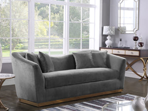 Arabella Velvet / Engineered Wood / Stainless Steel / Foam Contemporary Grey Velvet Sofa - 90" W x 35" D x 32.5" H