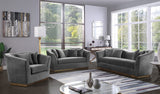 Arabella Velvet / Engineered Wood / Stainless Steel / Foam Contemporary Grey Velvet Sofa - 90" W x 35" D x 32.5" H