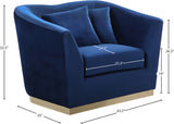 Arabella Velvet / Engineered Wood / Stainless Steel / Foam Contemporary Navy Velvet Chair - 43.5" W x 35" D x 32.5" H