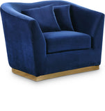 Arabella Velvet / Engineered Wood / Stainless Steel / Foam Contemporary Navy Velvet Chair - 43.5" W x 35" D x 32.5" H