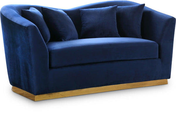 Arabella Velvet / Engineered Wood / Stainless Steel / Foam Contemporary Navy Velvet Loveseat - 67" W x 35" D x 32.5" H